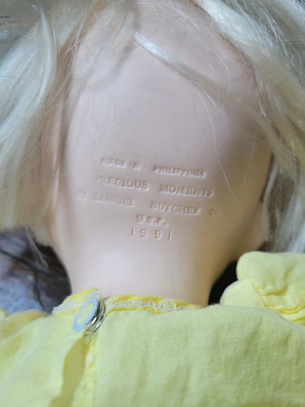 Precious Moments Collectible Vintage Doll. 1991 Soft Body Yellow Dress